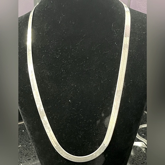 Diamond cut herringbone statement sterling silver necklace chain vintage QVC - Picture 1 of 3